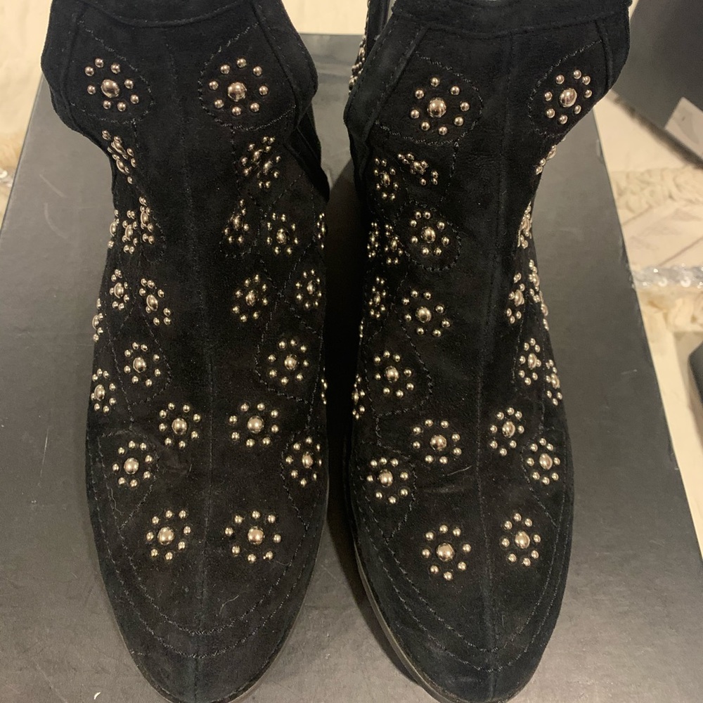Anthropologie Black Suede Studded Boots